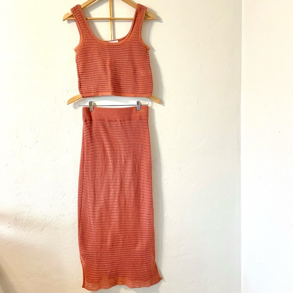 Callahan Cropped Open Knit Tank, Orange Rust sz M - Picture 4 of 4